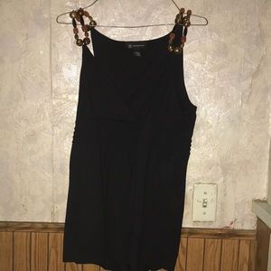 Really cool black INC tank top with beaded straps